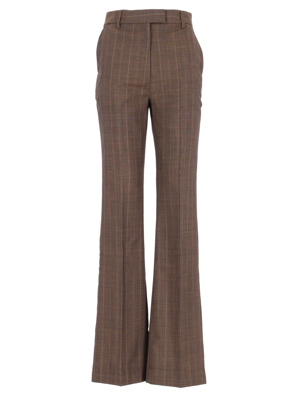 Ganni Brown Pinstriped Wool Trousers - Brown | d91b9421deceebae72db45b08e961e19c3ec8763