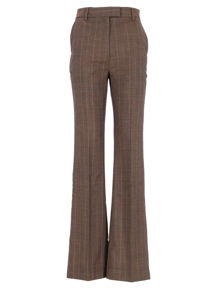 Ganni Brown Pinstriped Wool Trousers - Brown | d91b9421deceebae72db45b08e961e19c3ec8763