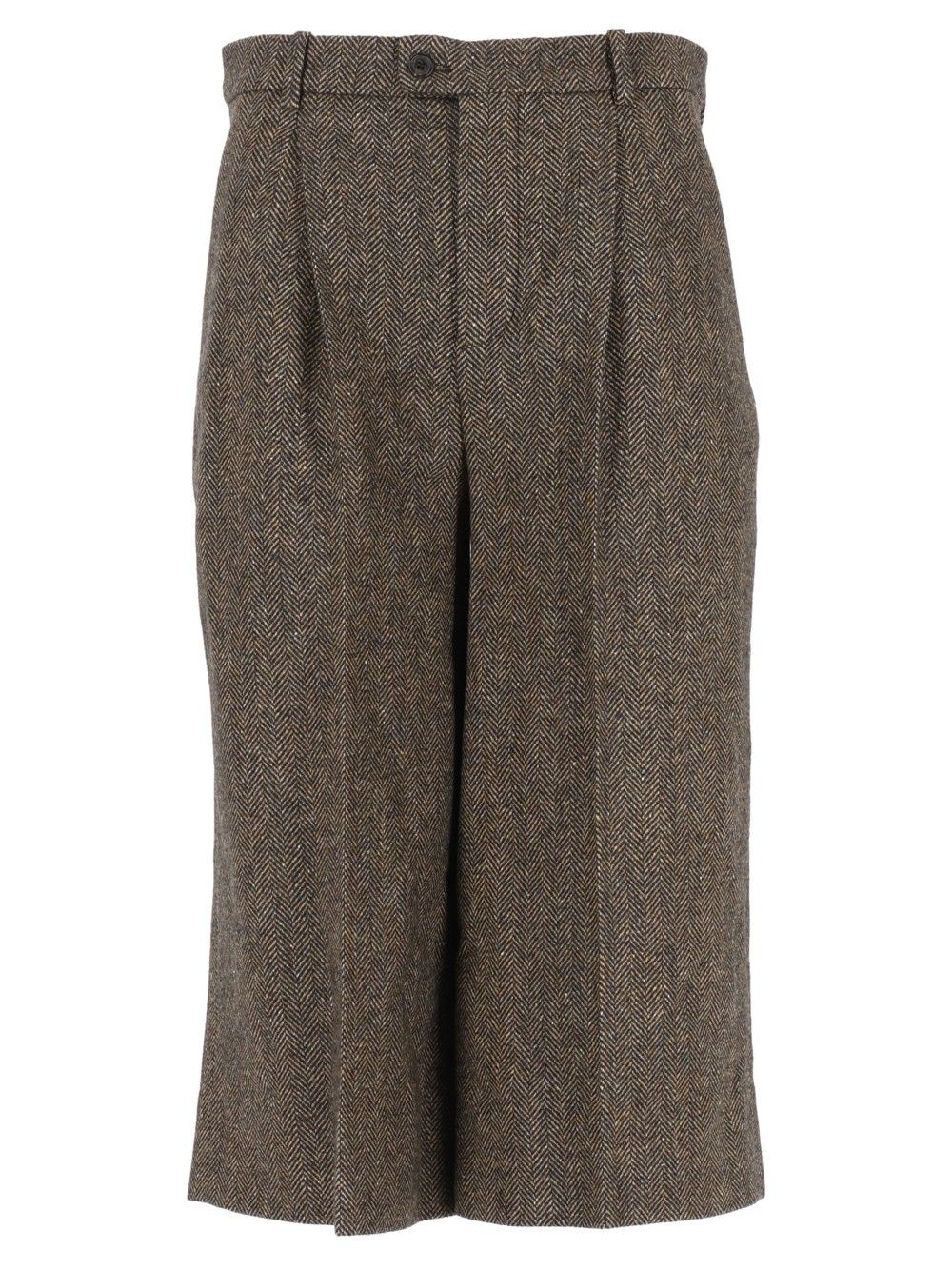Saint Laurent Pantalon Lainage Chevron Trousers - Brown | 06e74939093a114c66eb6bb9070a805ed92de9f4