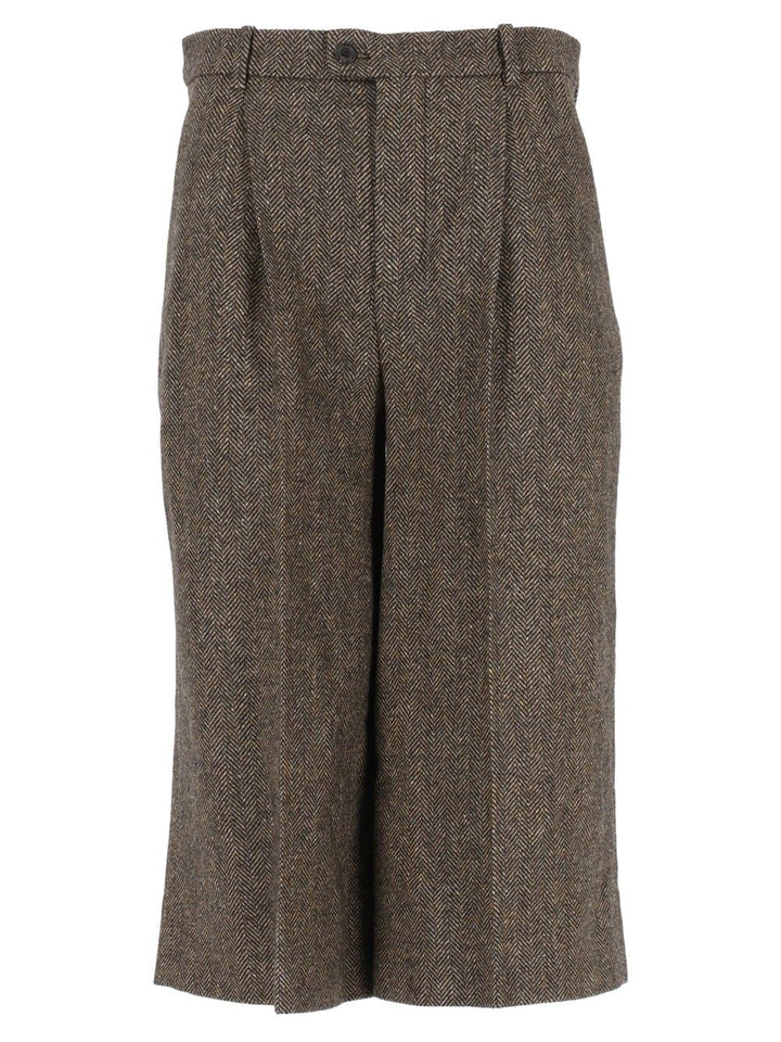 Saint Laurent Pantalon Lainage Chevron Trousers - Brown | 06e74939093a114c66eb6bb9070a805ed92de9f4