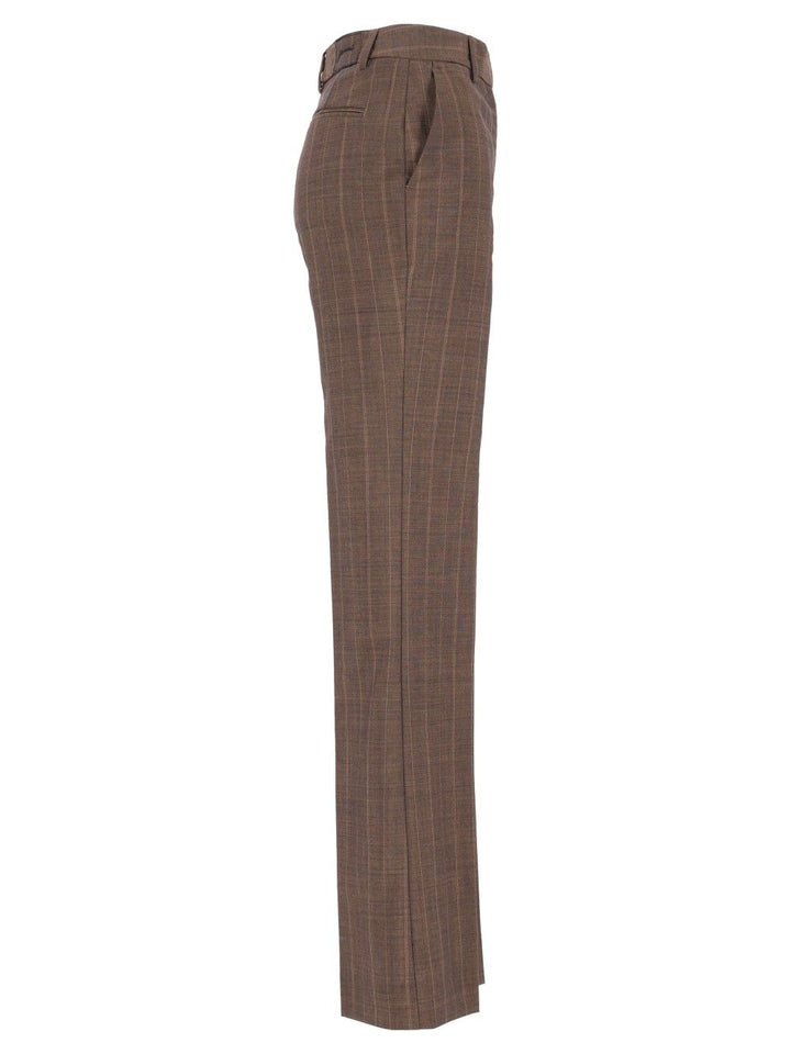 Ganni Brown Pinstriped Wool Trousers - Brown | ce2be24a5ec5abd80c0d6523245cfd3cfdf11def