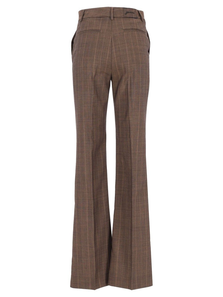 Ganni Brown Pinstriped Wool Trousers - Brown | afde934d1e9224a3b4fab664f0ea7ac879935964