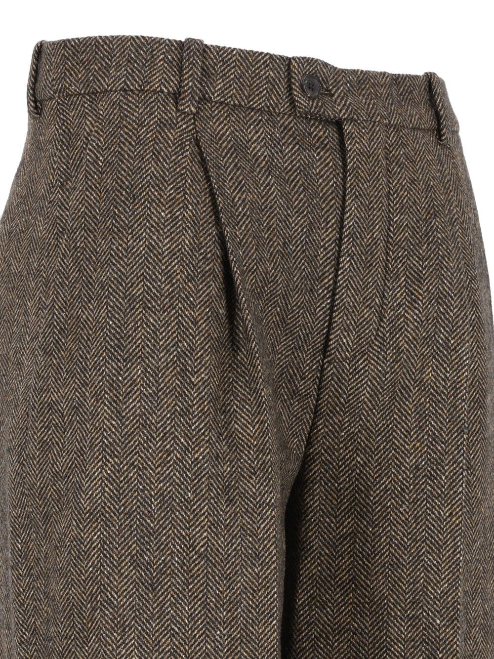 Saint Laurent Pantalon Lainage Chevron Trousers - Brown | 01dc5f773cc1c56afc483eb1c7491bc4014fa82e