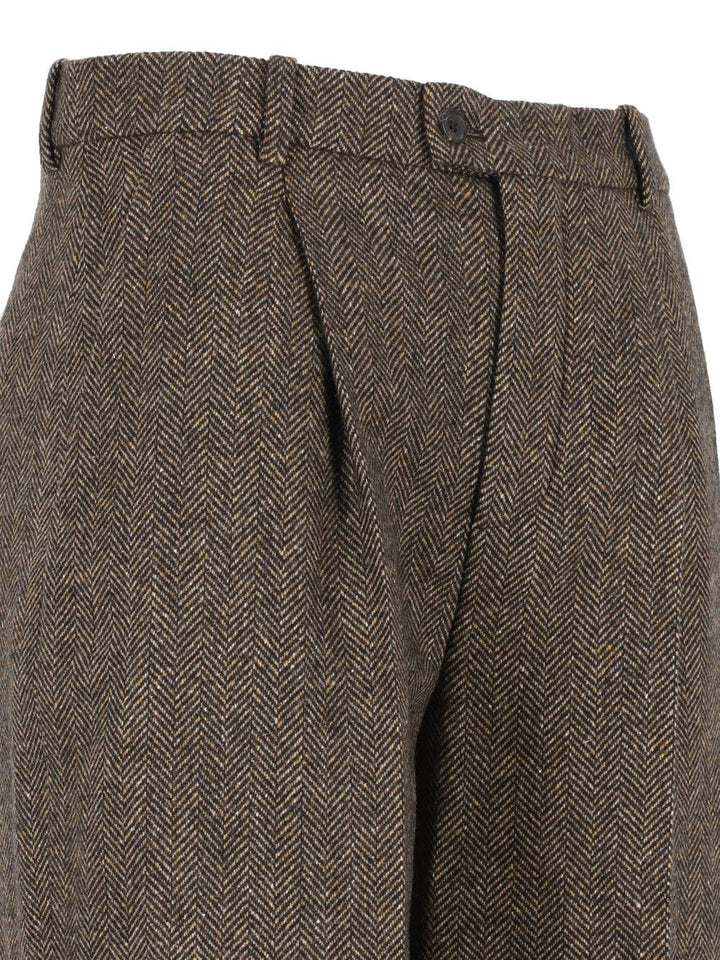 Saint Laurent Pantalon Lainage Chevron Trousers - Brown | 01dc5f773cc1c56afc483eb1c7491bc4014fa82e