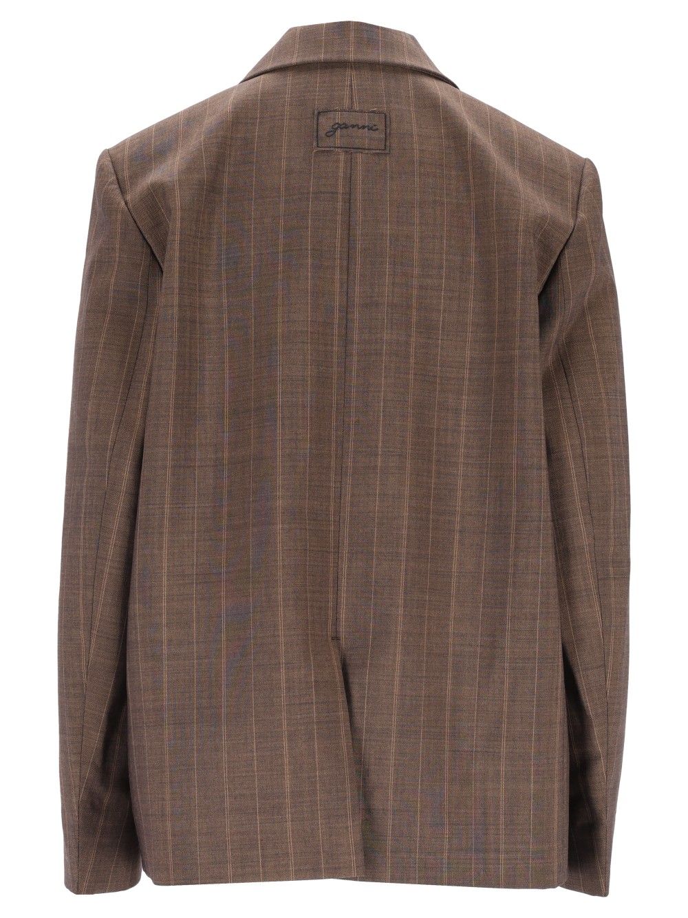 Ganni Brown Pinstriped Wool Blazer Jackets - Brown | ed4e8271572de8ec128d17e6dd5c9b74513df591