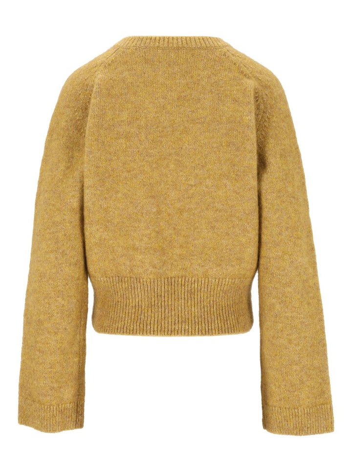 Ganni Melange Mohair Deep V-Neck Knitwear - Yellow | 41eb8db2af42830e4bc979c68f7fa397ea36475c