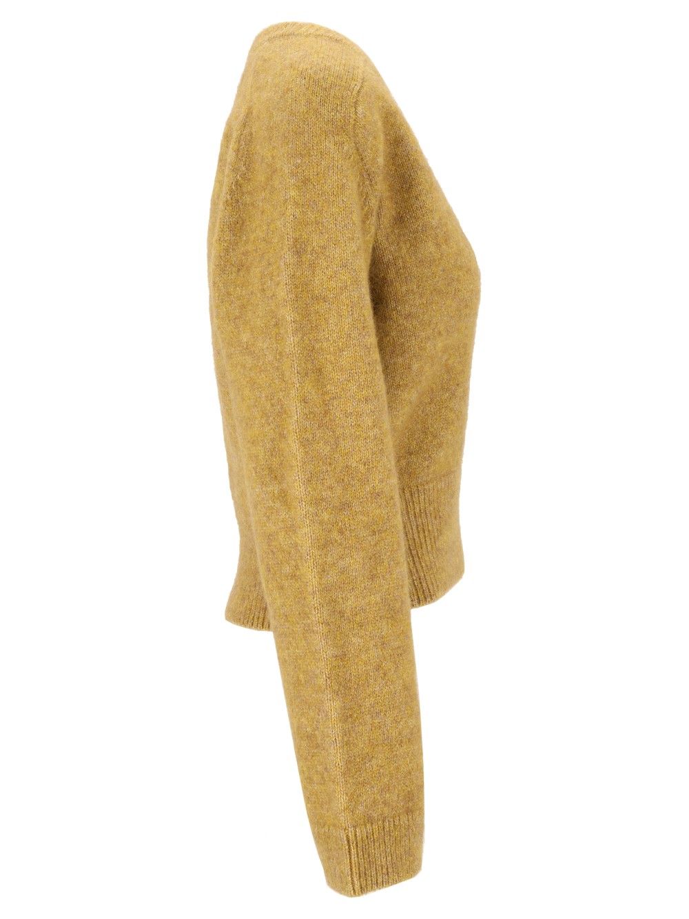 Ganni Melange Mohair Deep V-Neck Knitwear - Yellow | 7c512a72359f18dc6add34664a846858f235a07b