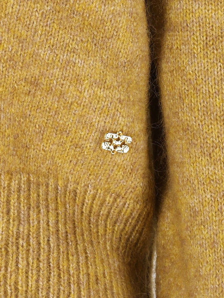 Ganni Melange Mohair Deep V-Neck Knitwear - Yellow | 5bbb3d64ca54f9aae37a7f48baabcbca2c887b18