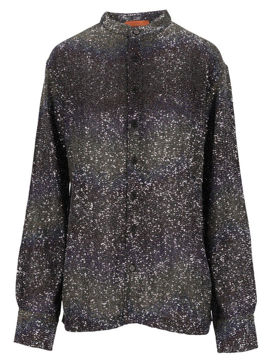 Oversized Shirt With Sequin Appliqué Shirts Multicolor