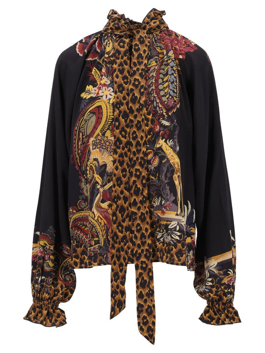 Printed Leo Silk Shirt Shirts Multicolor