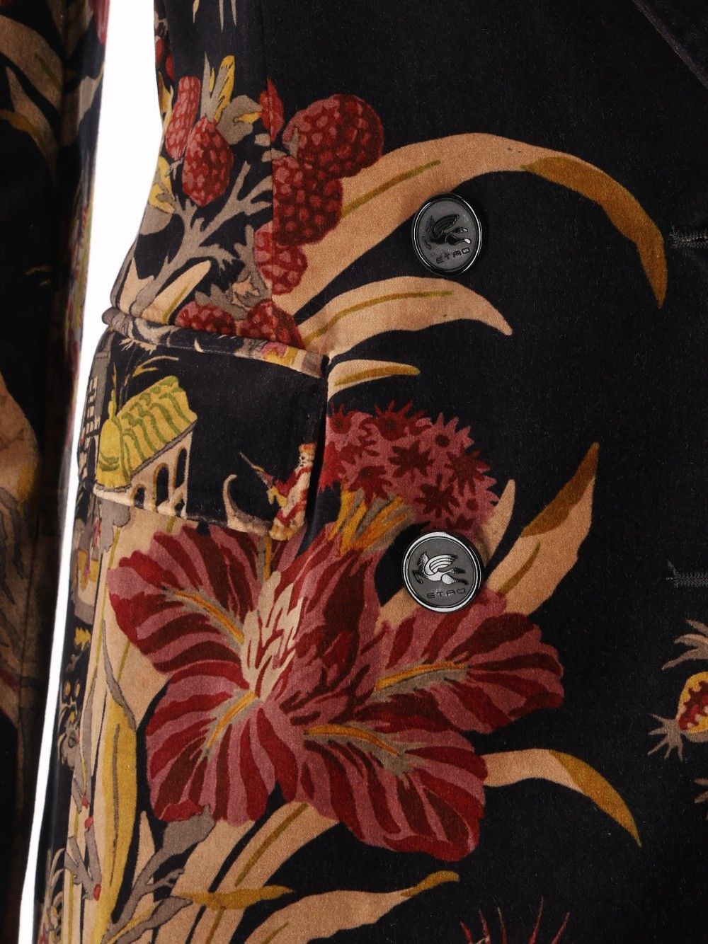 Etro Printed Velvet Double Breasted Blazer Jackets - Multicolor | 1174d89d292a65145440a9110c97c8d4381e0443