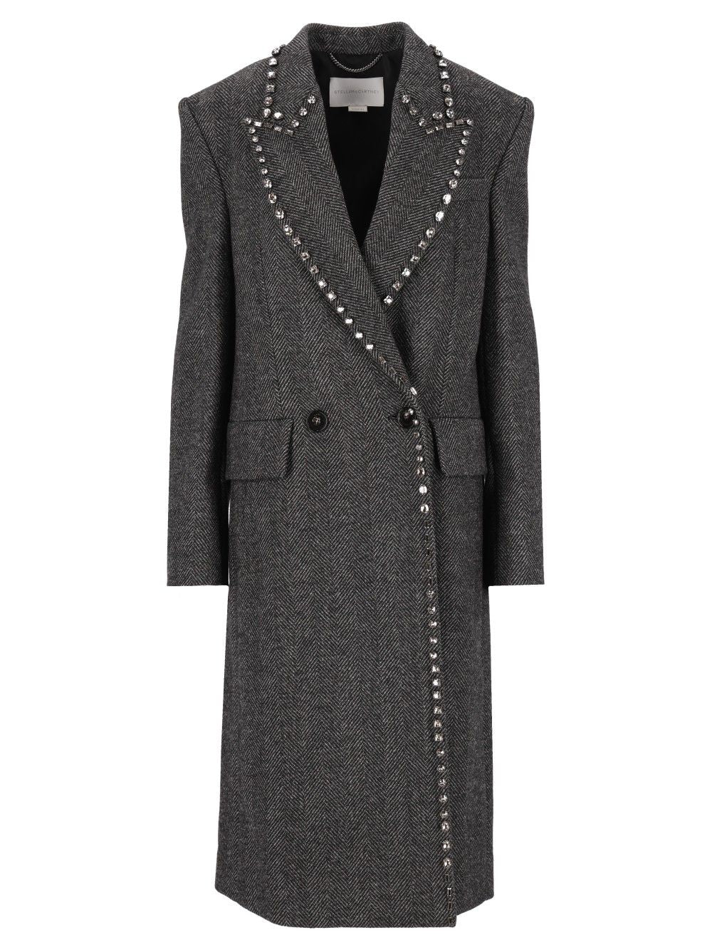 Stella Mccartney Embellished Coat Coats - Grey | d720116fdc781b96888351a9d38bf2ddcb2ece2b