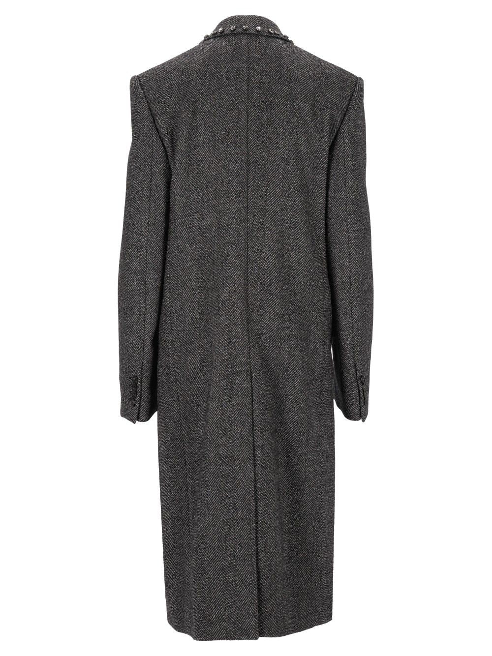 Stella Mccartney Embellished Coat Coats - Grey | b521da93d3e153088b943b1472fa5212e7ae251b