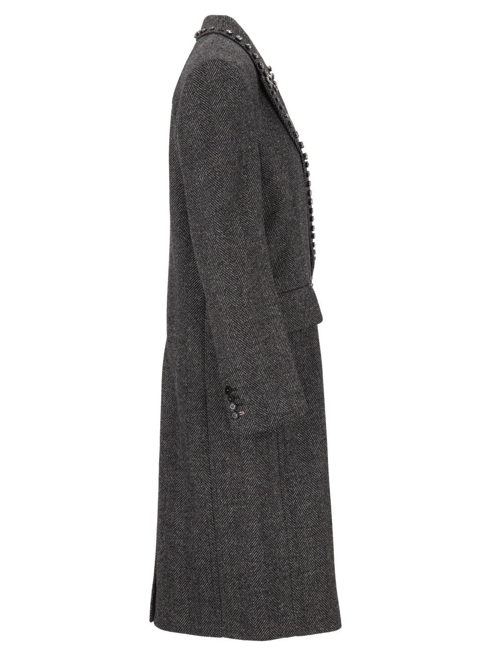 Stella Mccartney Embellished Coat Coats - Grey | 04db66e8d971551d9c9d08bb972e0704c611cf28