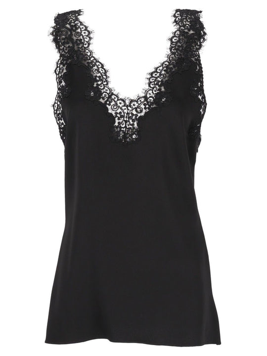Top With Lace Details Tops Black