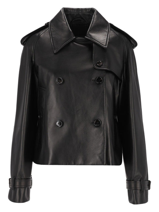 Mayfair Cropped Leather Trench Jacket Jackets Black