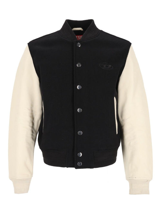 Wool And Leather Blend Bomber Jacket Jackets Multicolor