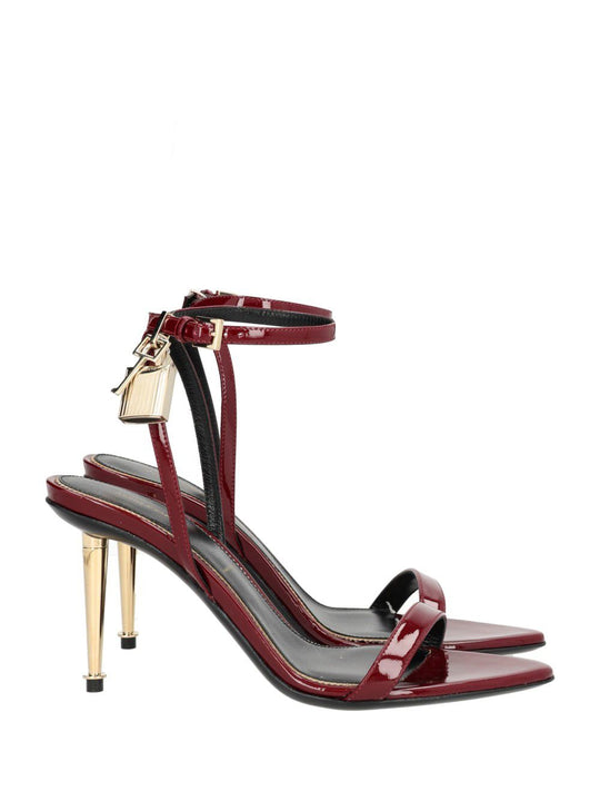 Padlock Heeled Sandals Red