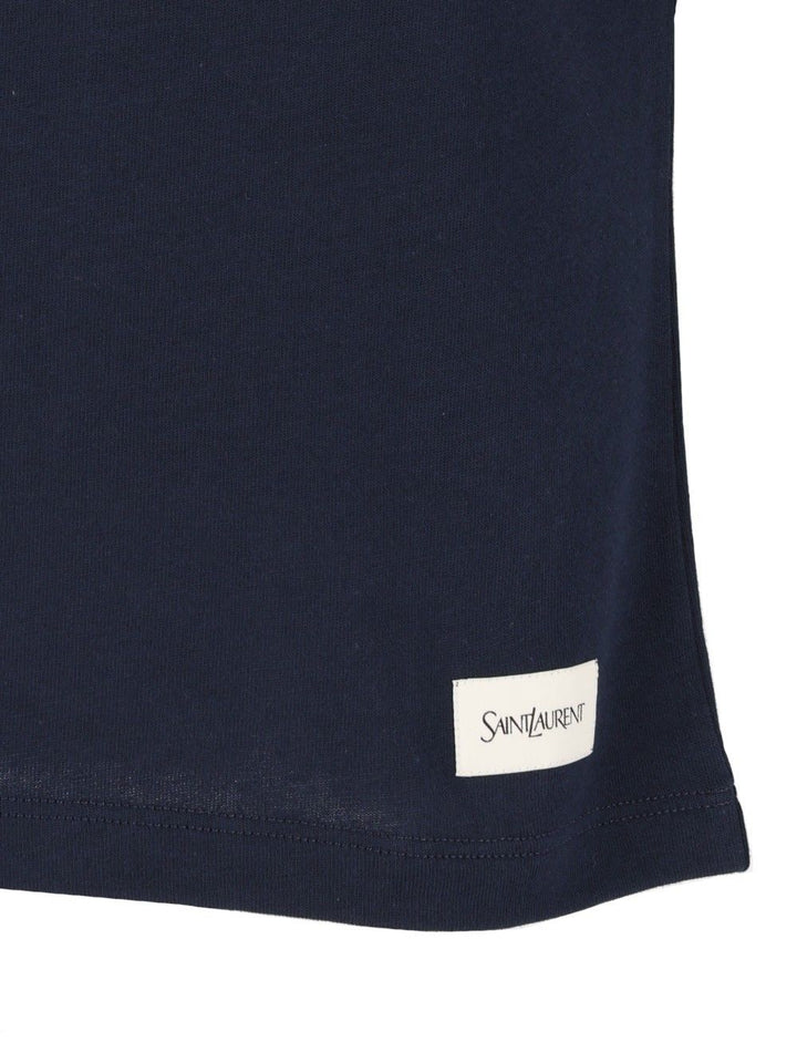 Saint Laurent Oversized Cotton  By Saint Laurent T-Shirt - Blue | 70d40ce0b3883048d4ea897baadbec3b53b107b3