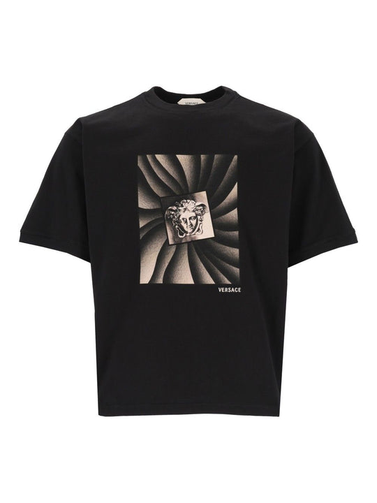 Regular-Fit Cotton Jersey With Print T-Shirt Black