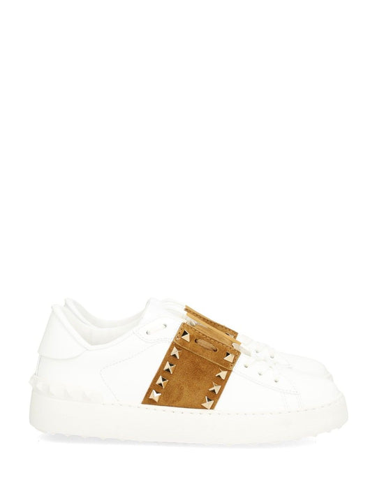 Rockstud Untitled Leather Sneakers White