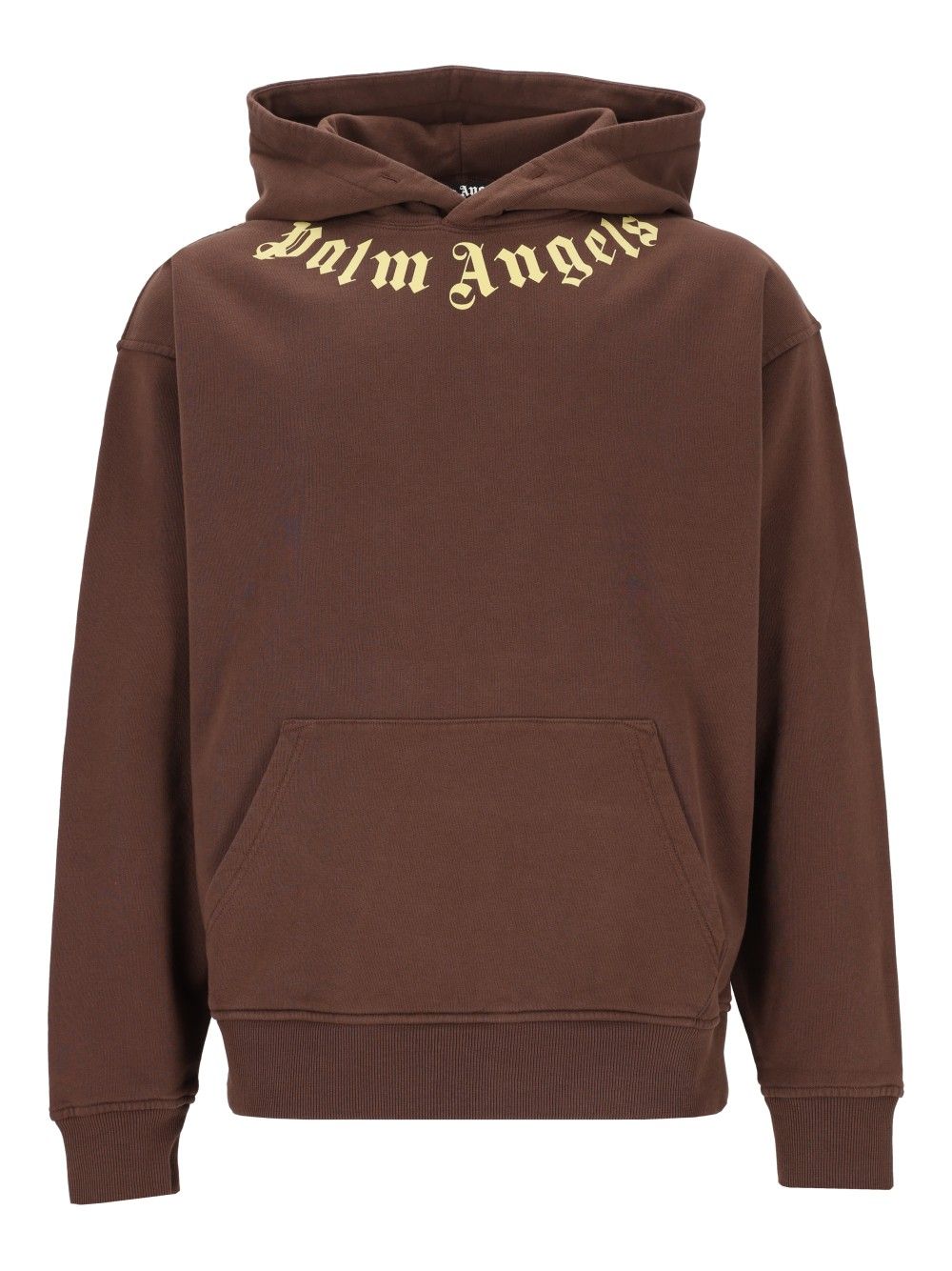 Palm Angels Neck Logo Hoodie Sweatshirts - Brown | 5adff1694464afdc6c1dd47f09259aab56b5f6fe