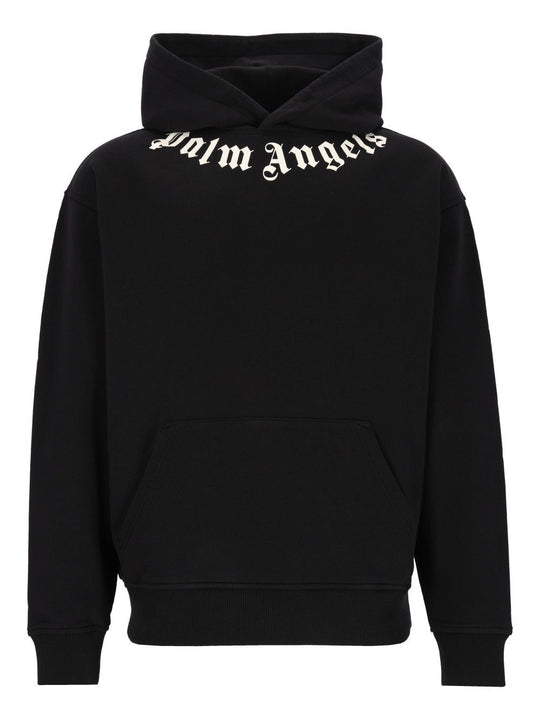 Neck Logo Hoodie Sweatshirts Black