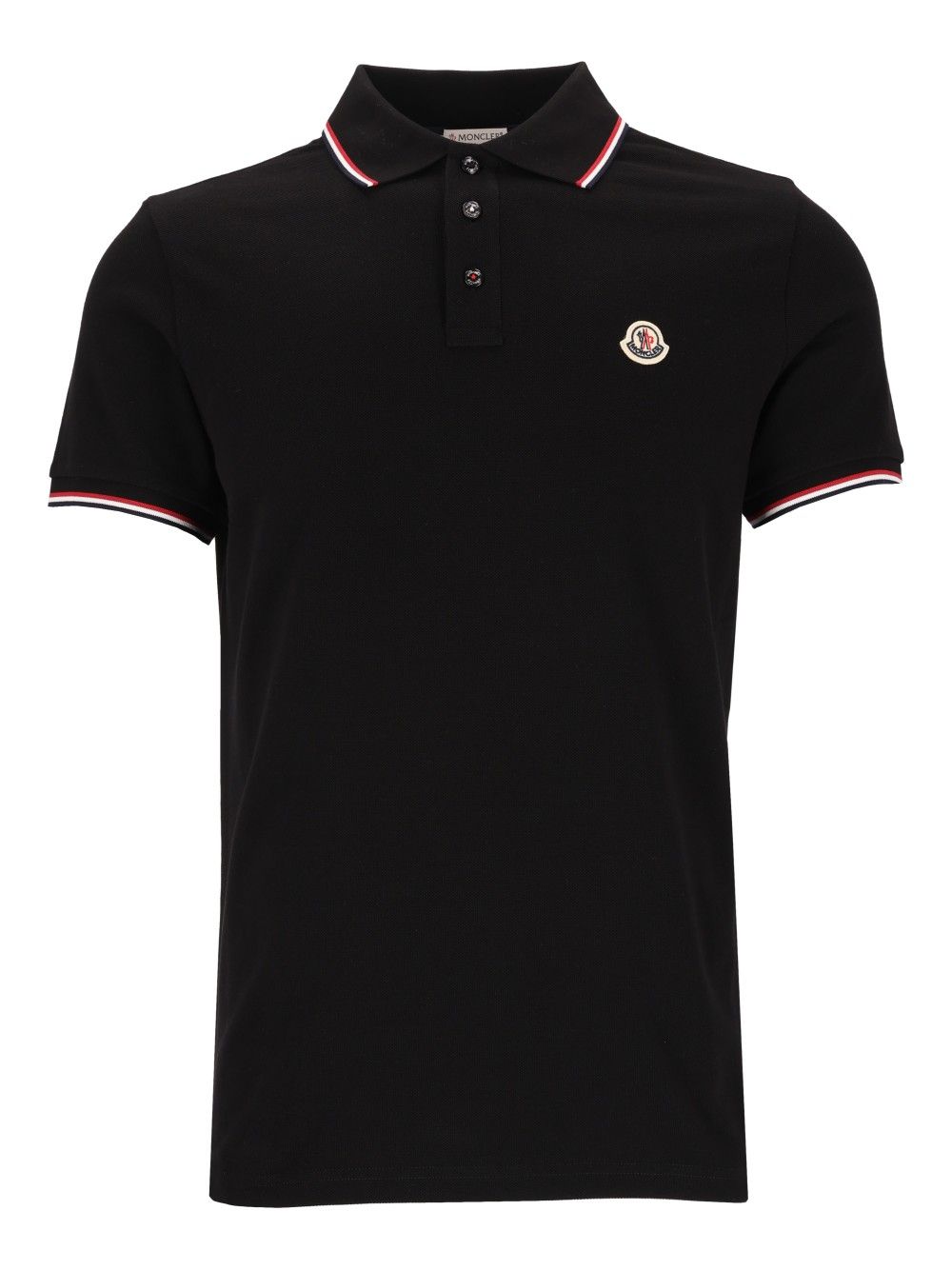 Moncler Cotton Pique  With Tricolour Trim Polo shirt - Black | f1336db90a411a7b1d5faeb3f0c8dc6a1c795553