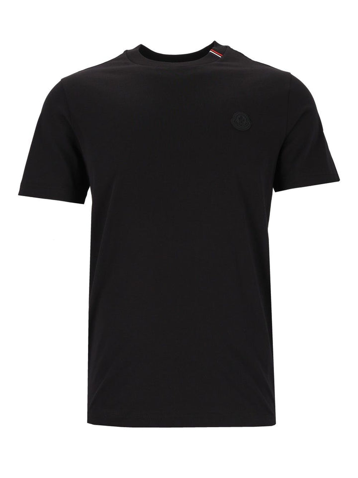 Moncler Short-Sleeved  With Striped Details T-Shirt - Black | 9bd98d0ed0f7b464ba9cf29d92f3ecacf633760b