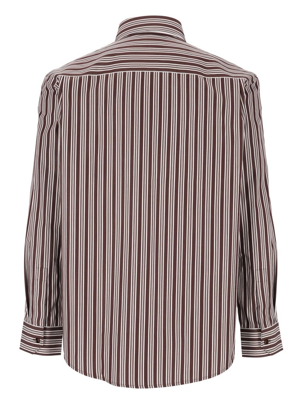 Saint Laurent Striped Cotton Poplin Shirt Shirts - Brown | 5d49477e4a4385ca61b5fda89ee5a6dae9834101