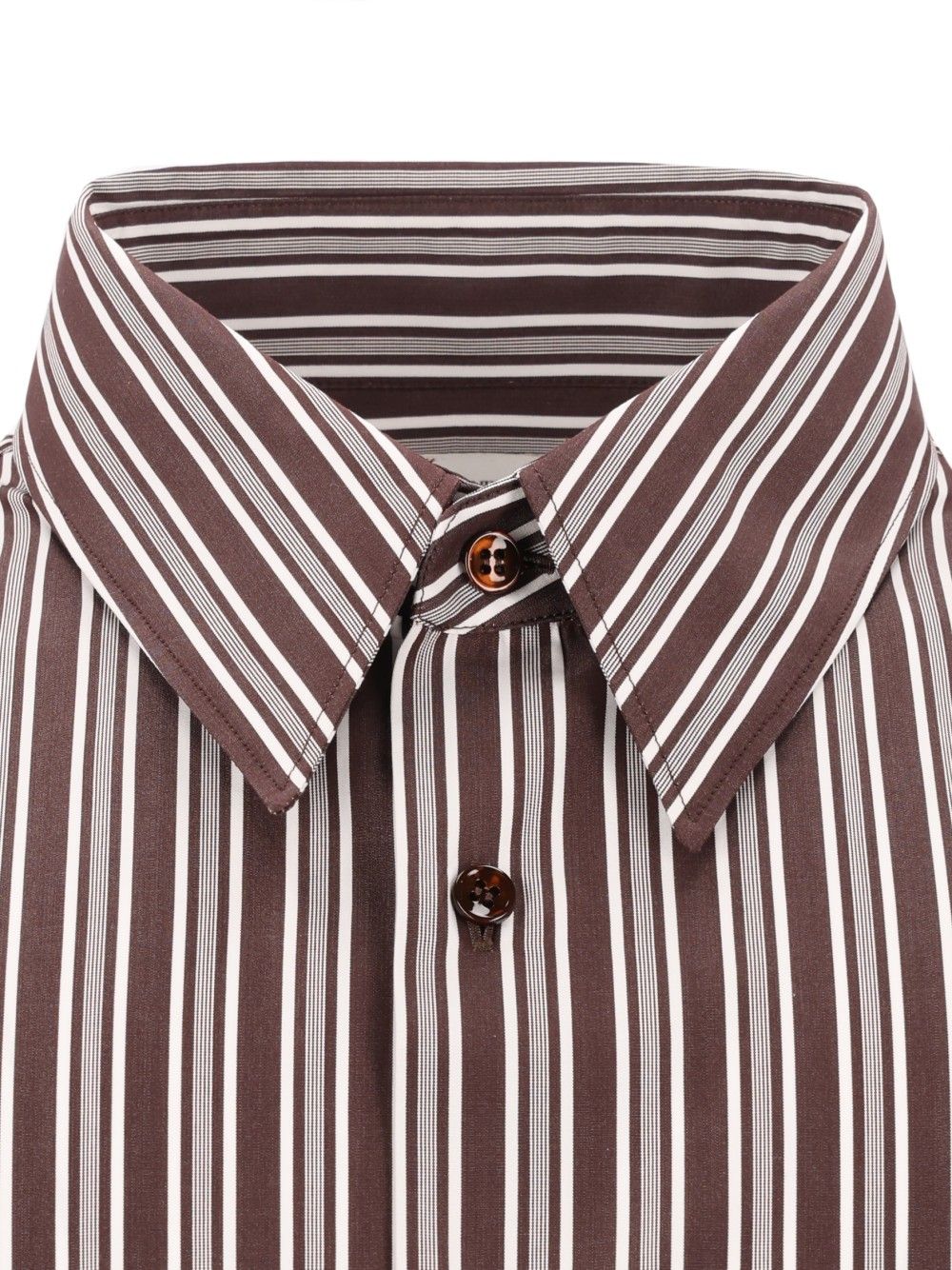 Saint Laurent Striped Cotton Poplin Shirt Shirts - Brown | d455218b3abdf6787e603b71a799a92b0e9ba3d5