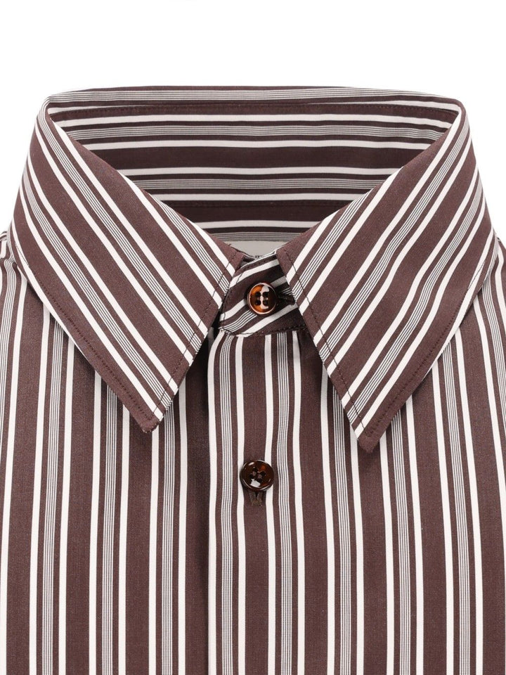 Saint Laurent Striped Cotton Poplin Shirt Shirts - Brown | d455218b3abdf6787e603b71a799a92b0e9ba3d5