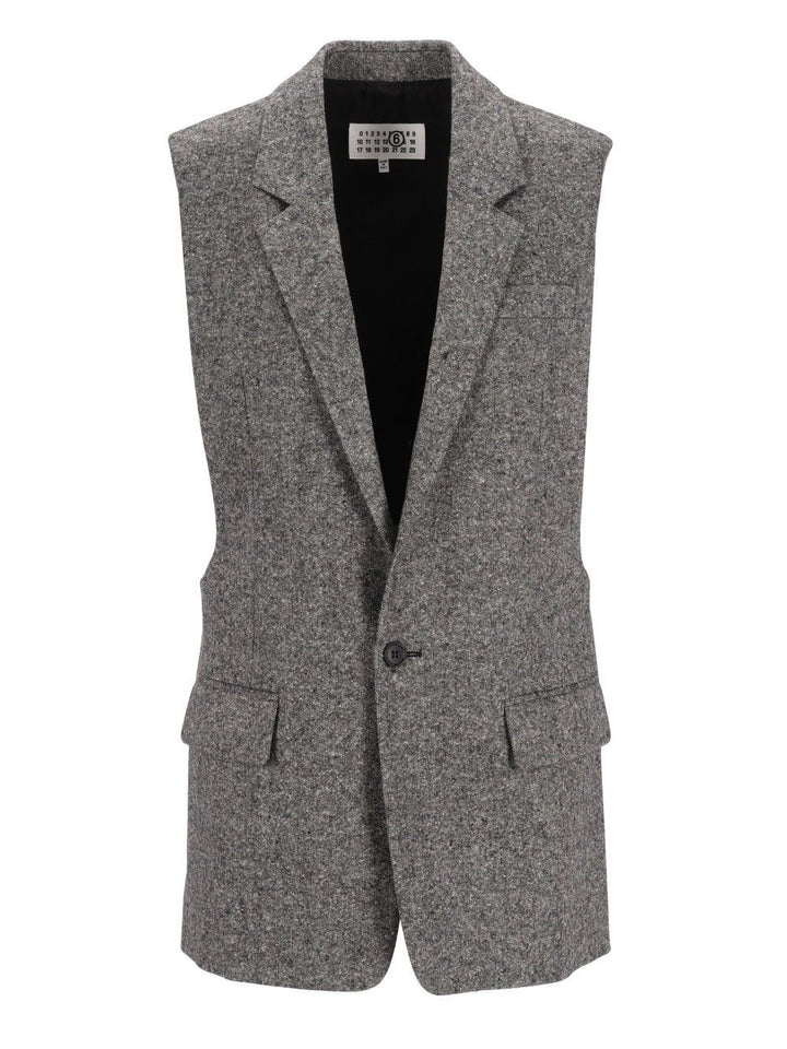 Mm6 Maison Margiela Merino Wool Knitted Vest Jackets - Grey | b1000b8f20d6972e3017d9cbf9a27d309e7b8a88