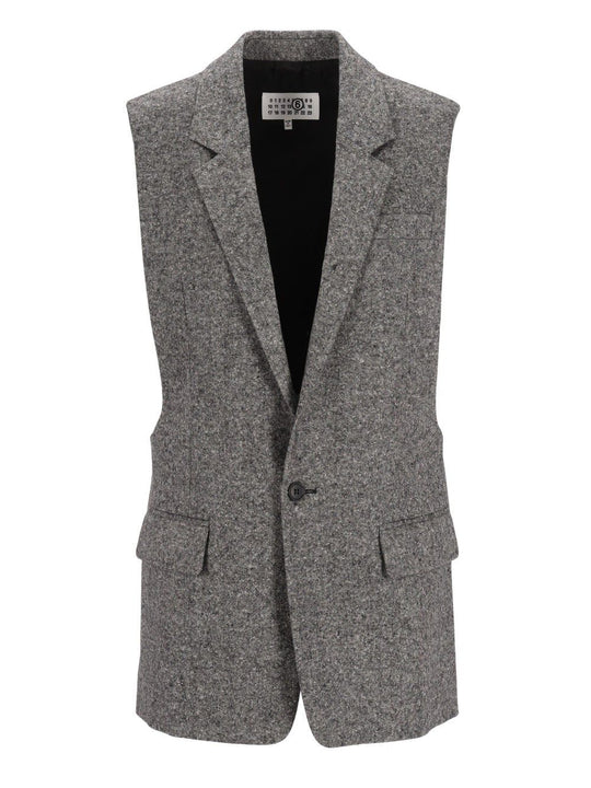 Merino Wool Knitted Vest Jackets Grey