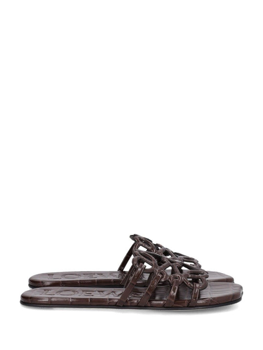 Petal Anagram Slide Croc Emb Sandals Brown