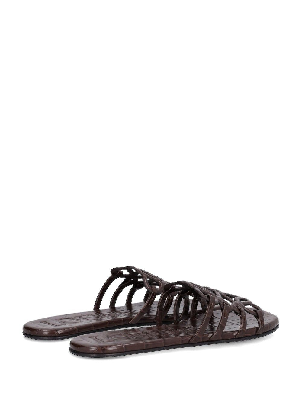 Loewe “Petal Anagram” Slides Sandals - Brown | 4d50e77418c4a03c88a252ac8dbc69c532a988bd