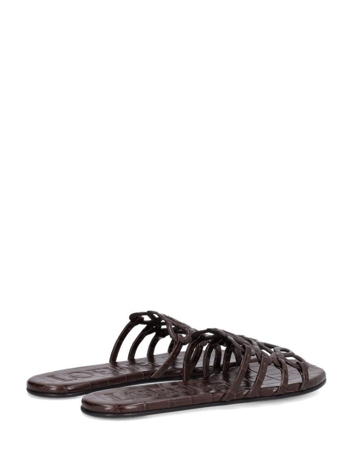 Loewe “Petal Anagram” Slides Sandals - Brown | 4d50e77418c4a03c88a252ac8dbc69c532a988bd