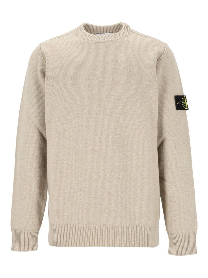 Stone Island Lambswool Crew Neck Sweater Sweatshirts - Beige | 419533f218d73347fc1fbc63066b832880988da5
