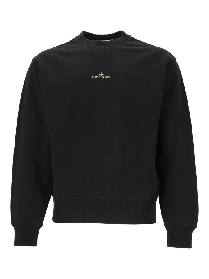 Stone Island Organic Cotton Fleece Crewneck Sweatshirt Sweatshirts - Black | 293e8f1177b443aeabae53c79ad9a2efb46b7cc1