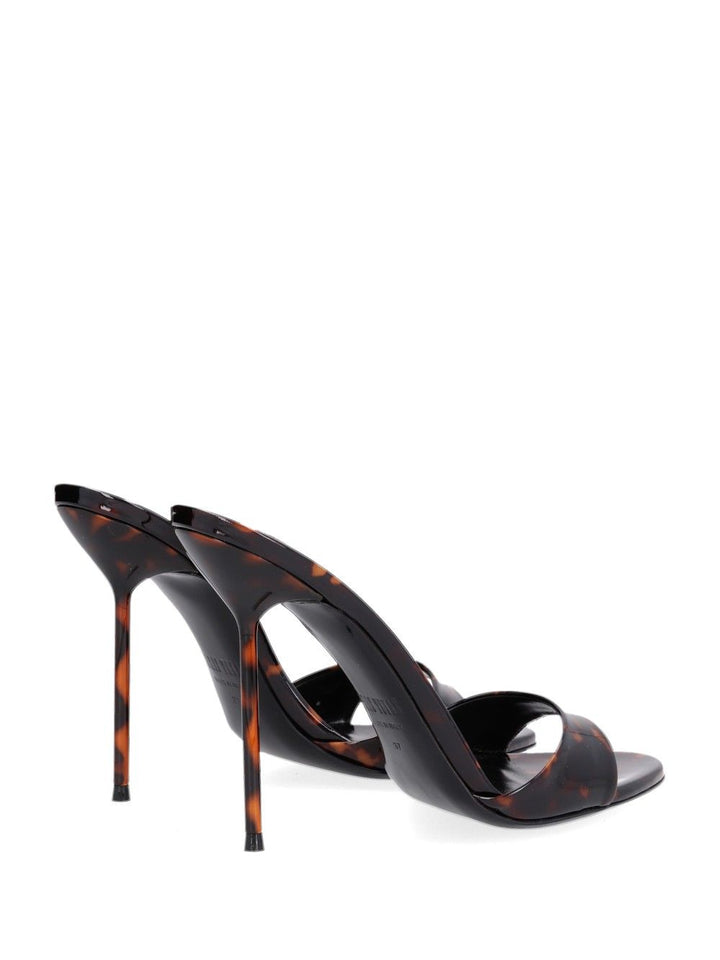 Paris Texas Lidia Mule Printed Patent Sandals - Brown | 3bcd6a0783285462232e6bc341c3beb2b0ff19e3