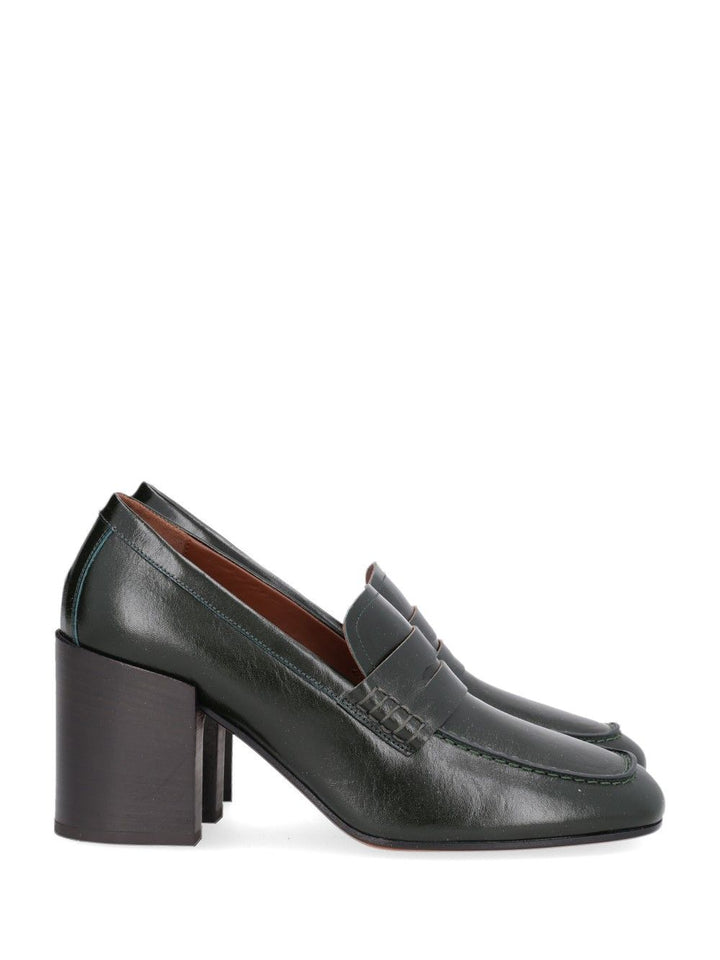 Dries Van Noten Leather Slip-On Mules With Black Heel Pumps - Green | 48dc8bc0ad668c188fb191512e43a6d344d22724