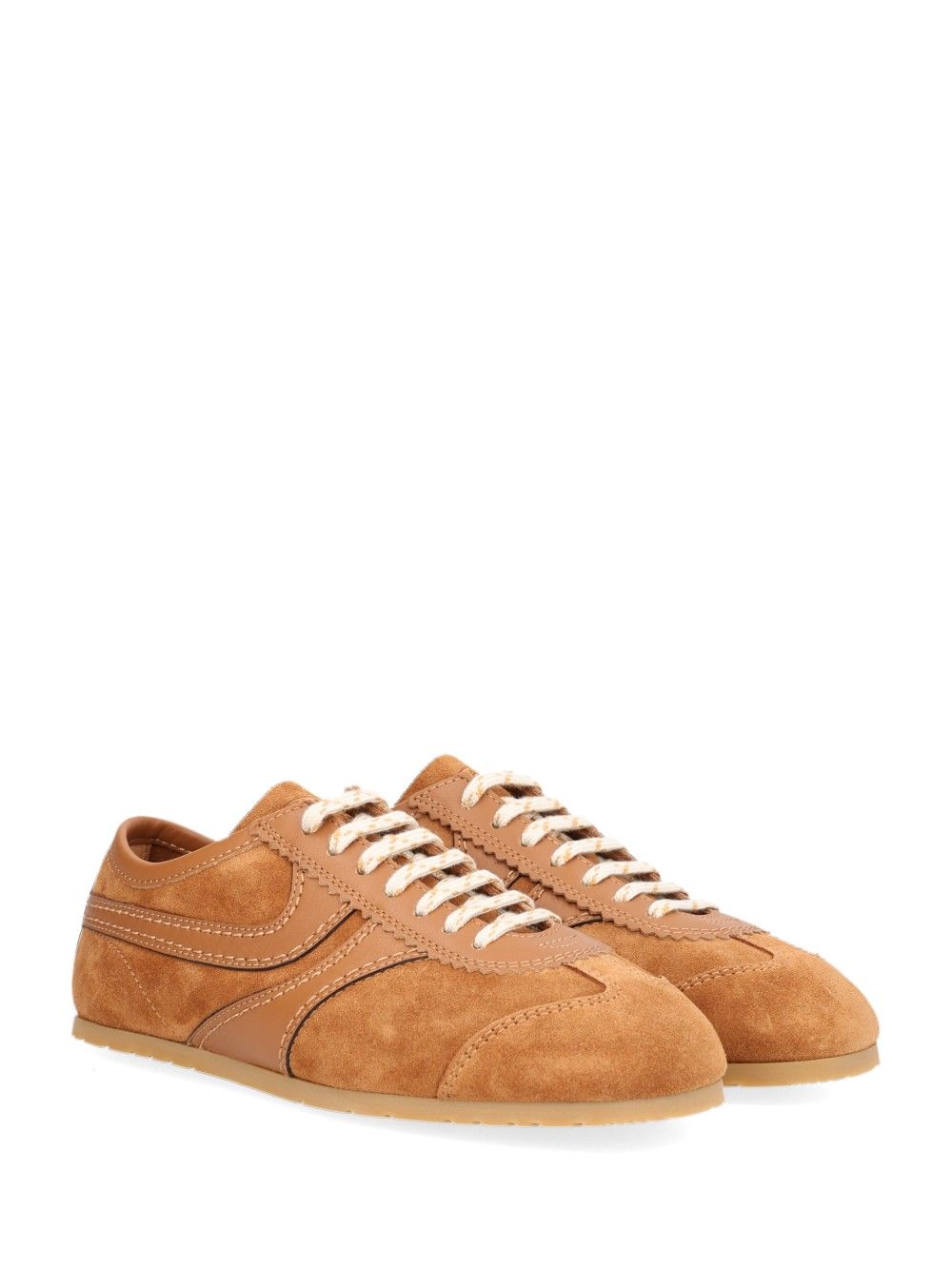 Dries Van Noten Suede  With Nappa Upper And Thin Signature Sole Sneakers - Beige | 691e5f898b45c750479507aea5194e6b3bc9d640