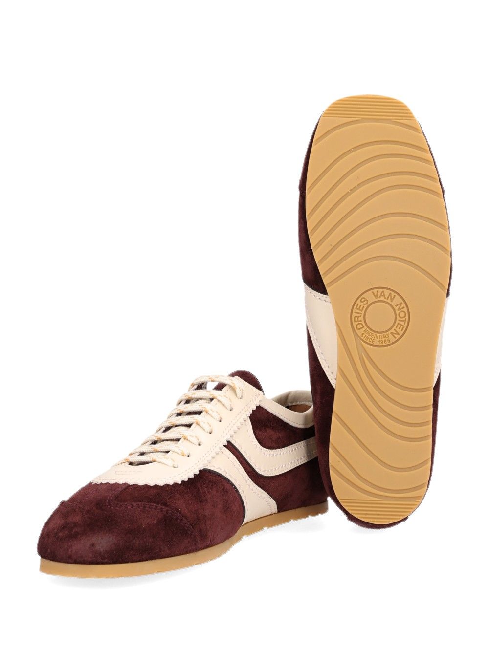 Dries Van Noten Suede  With Nappa Upper And Thin Signature Sole Sneakers - Bordeaux | dee2bd2bb57a09e22f208af2695e715ba47e3d58