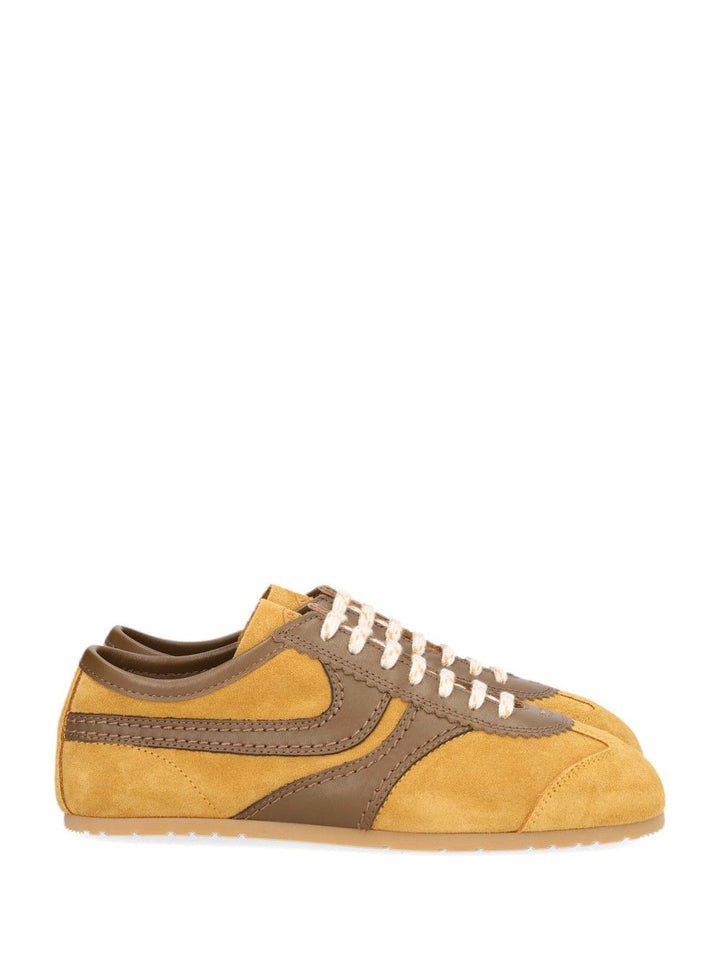 Dries Van Noten Suede  With Nappa Upper And Thin Signature Sole Sneakers - Beige | 89aa0a3e371317ce404959ad5e59126bfd3ad396