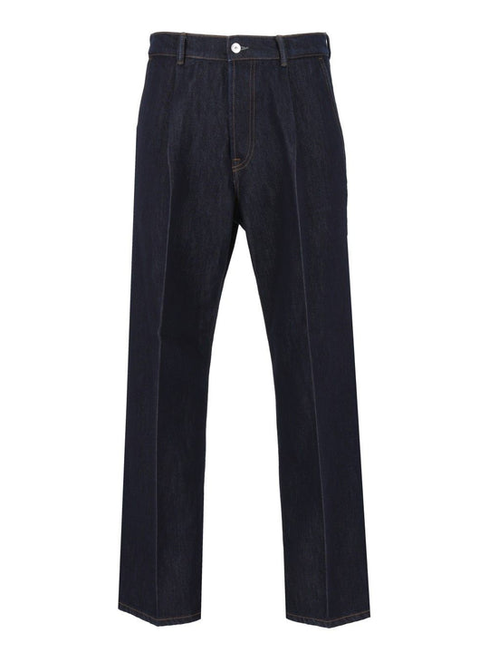 Rivet Front And Back Jeans Blue