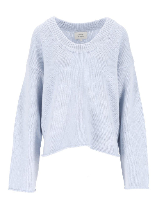 Derry Cashmere U-Neck Sweater Knitwear Light Blue