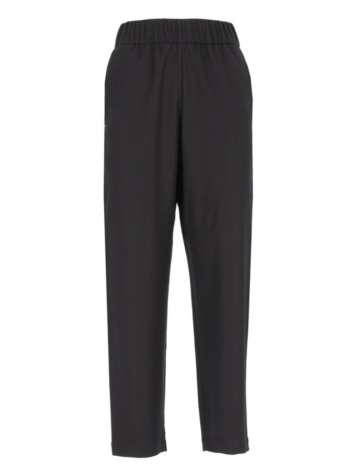 Barena Venezia Pantalone Jole25 Flan 99 Lana 1 Elastan Trousers - Black | e0abe742f855321db8033e7caef2558aea45f721