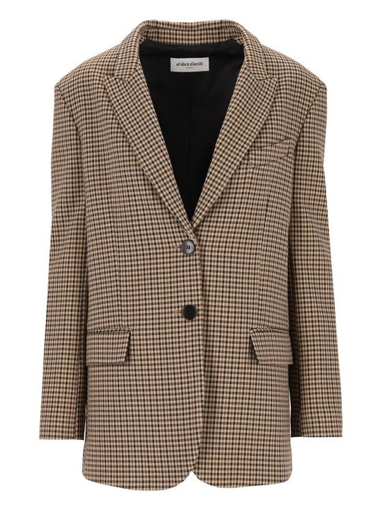 Giacca Over Micro Check Jackets Beige