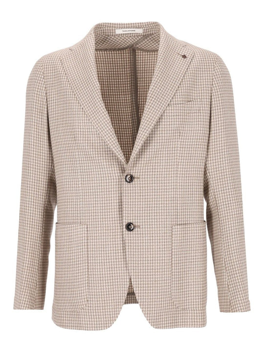 Montecarlo Pie De Poule 86 Lana 14 Seta Jackets Beige