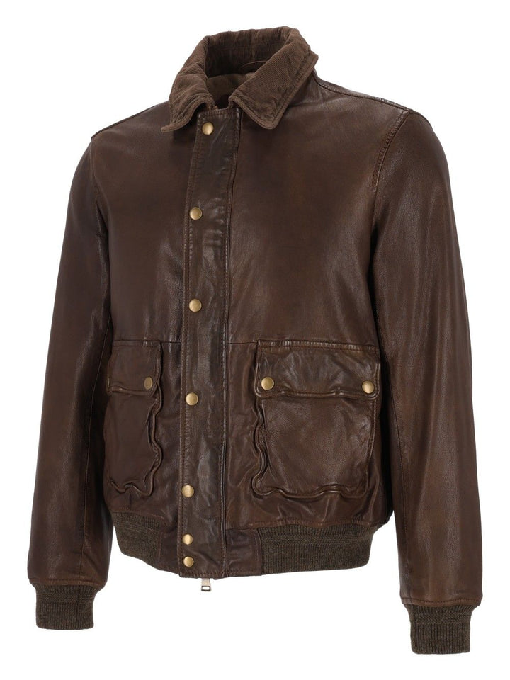 Al Duca D'Aosta Leather Bomber Jacket Jackets - Brown | 84d2b45b9a6fe56c684a5a984e2e4ba8b4368934